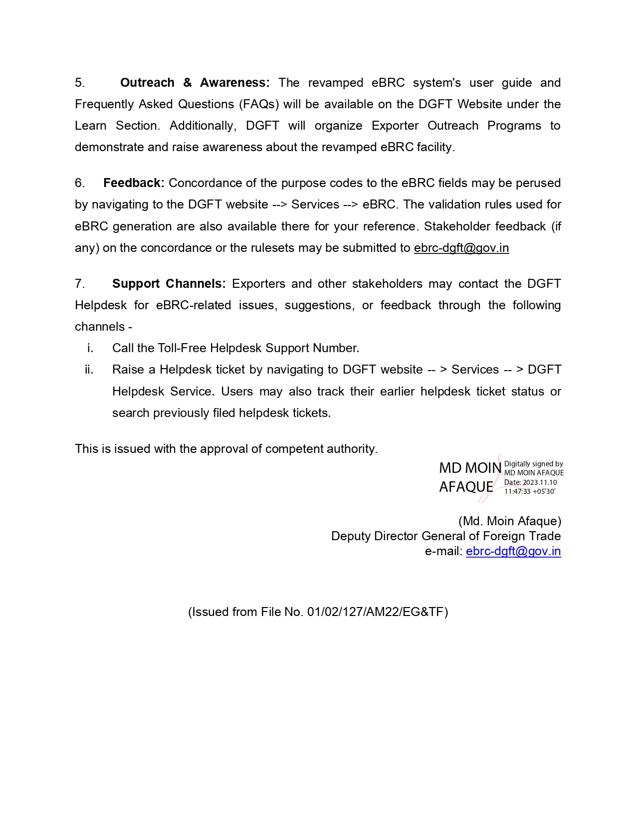 DGFT Notification 3 11 12 2023