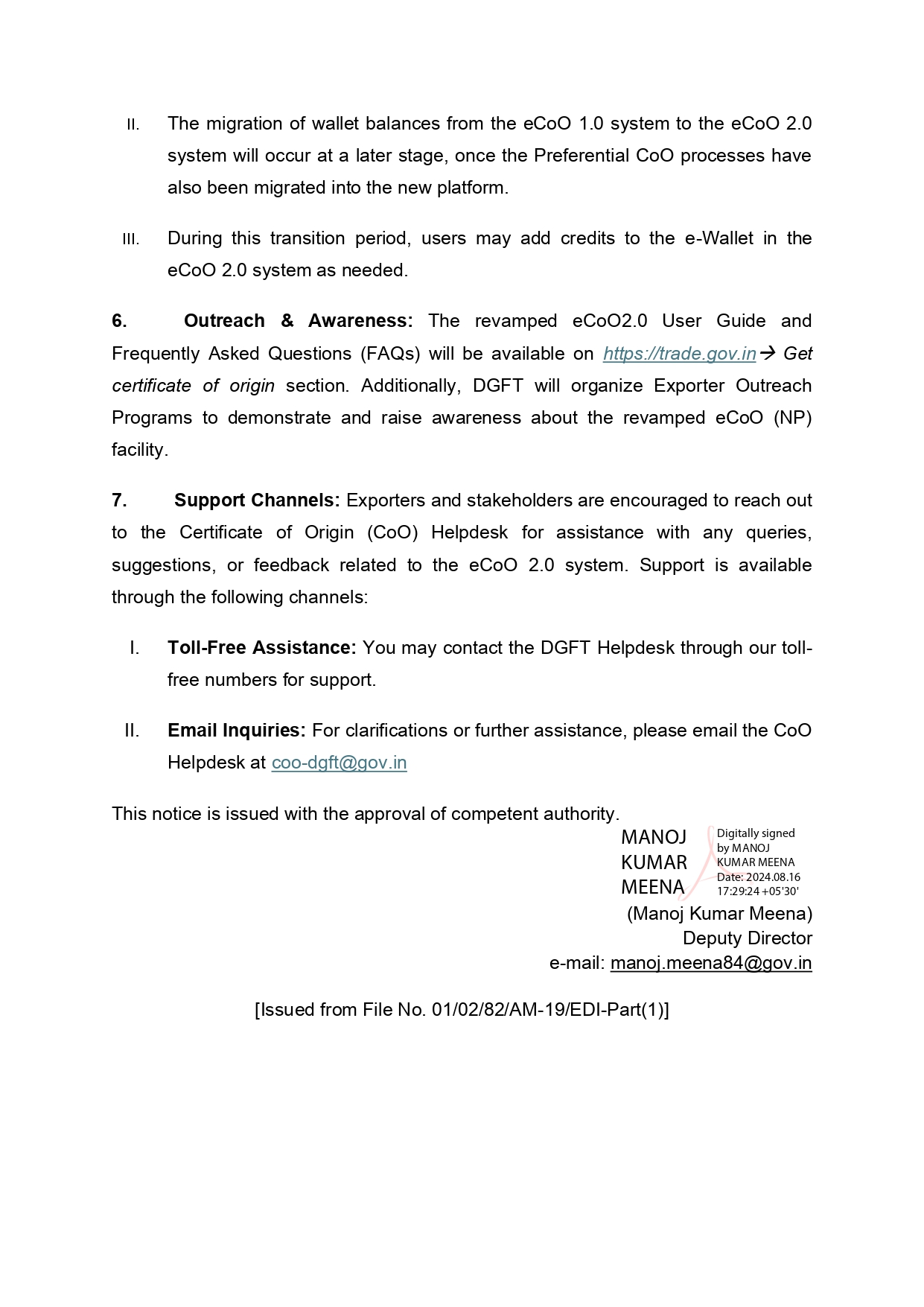 DGFT Notifiation Enrich Services 
